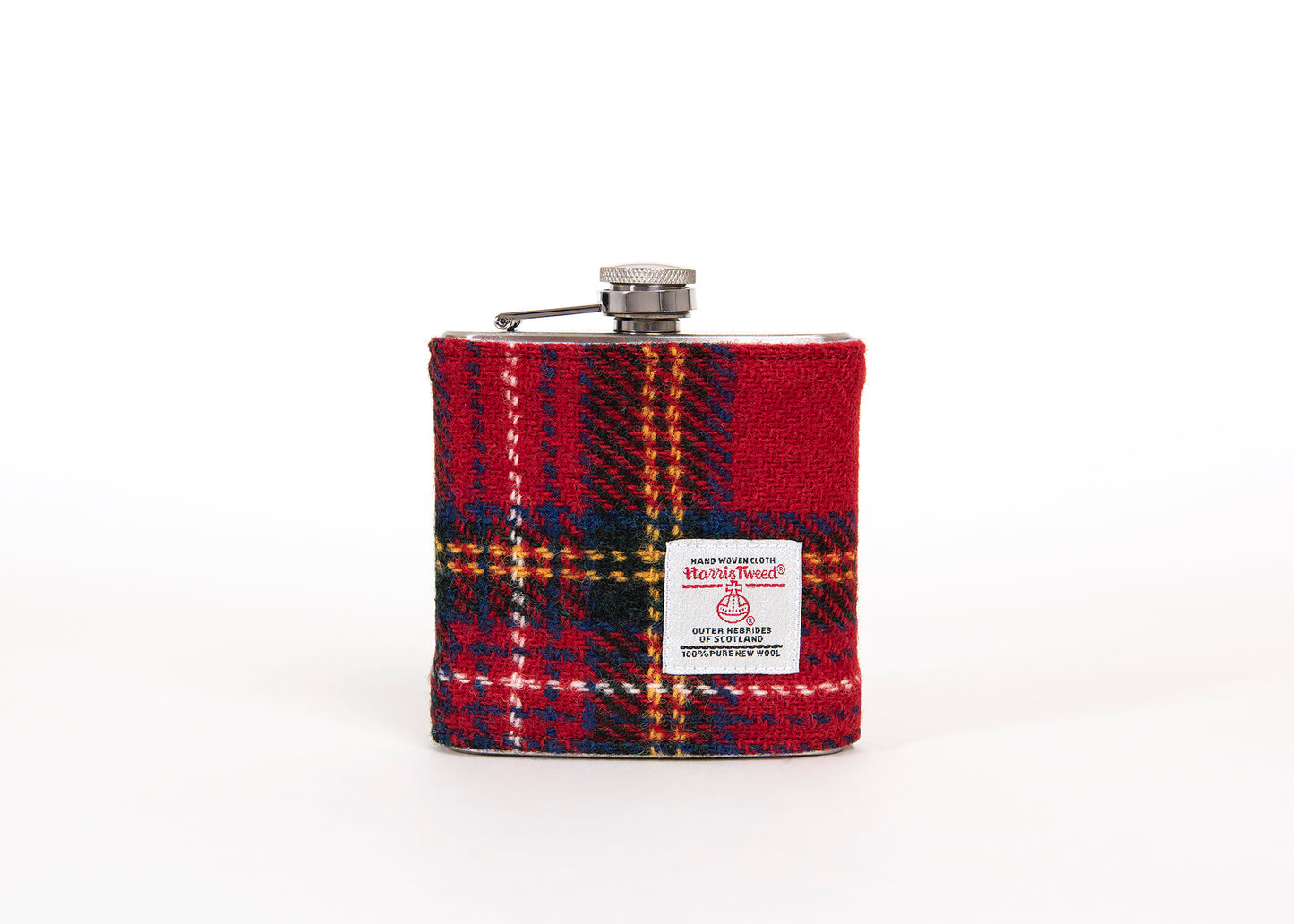 Personalised Hip Flask 6oz With Harris Tweed Wrap
