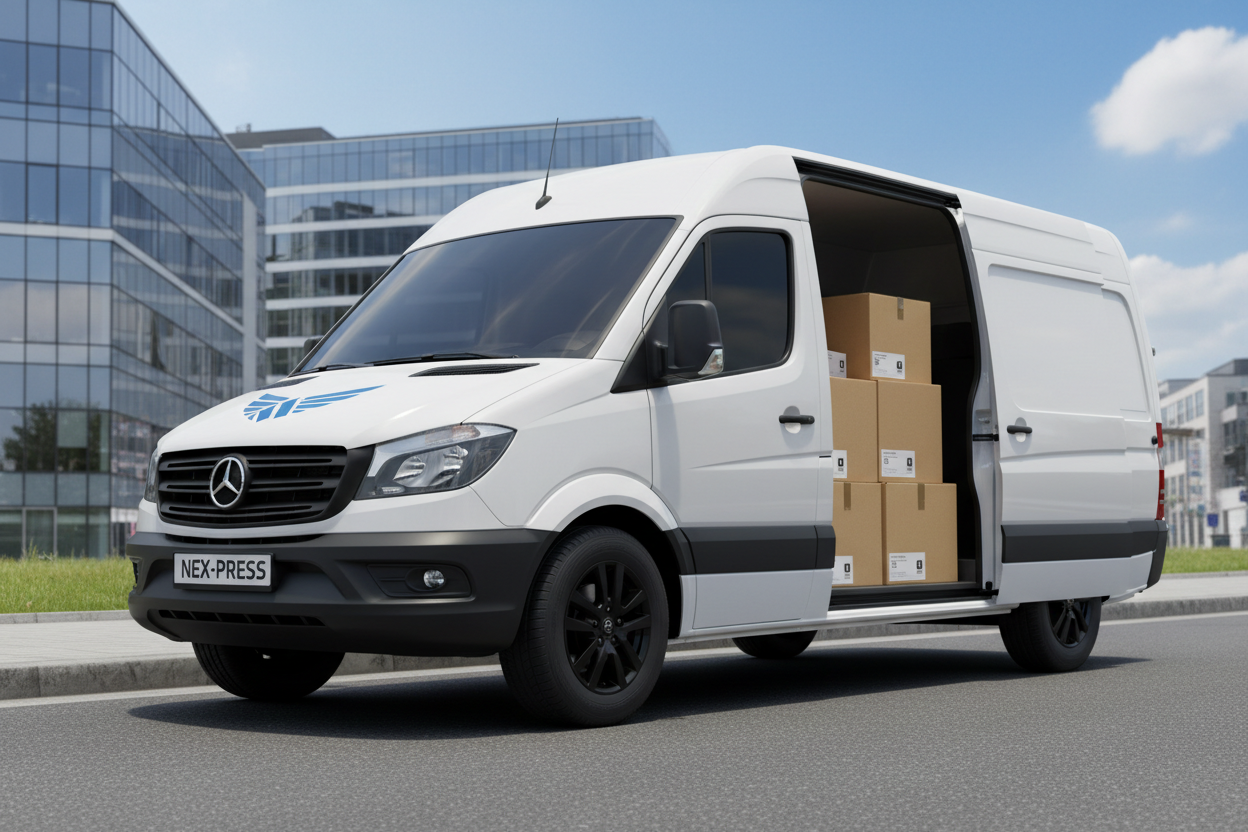 delivery van with boxes in the back