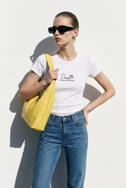 White Embroidered “Paws and enjoy the little things" T-Shirt