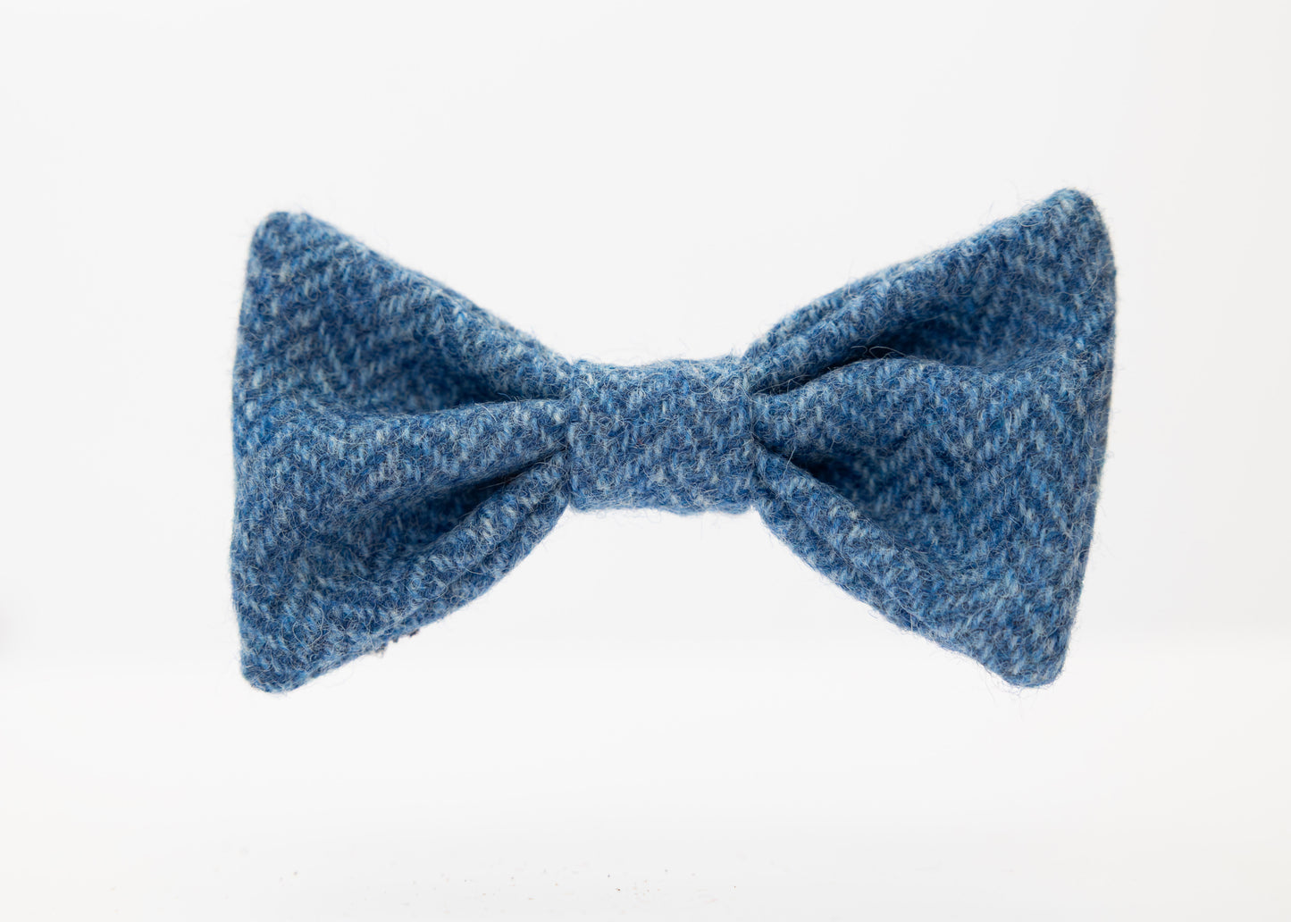 Blue herringbone tweed dog bow tie