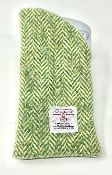 Green Herringbone Harris Tweed Glasses Case