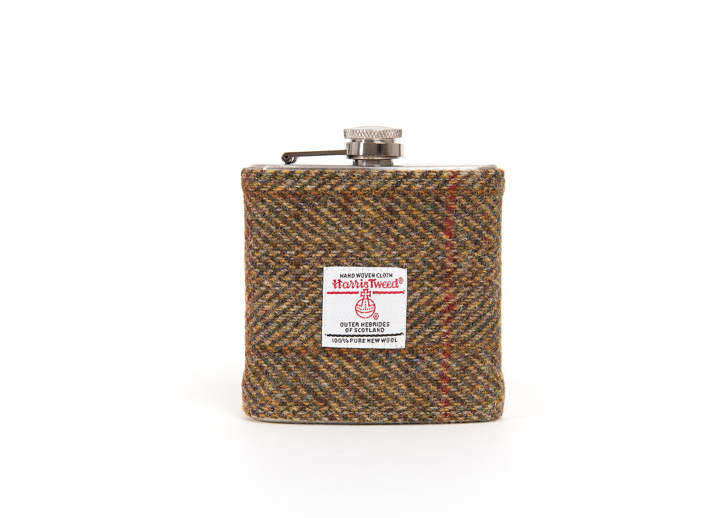 Personalised Hip Flask 6oz With Harris Tweed Wrap