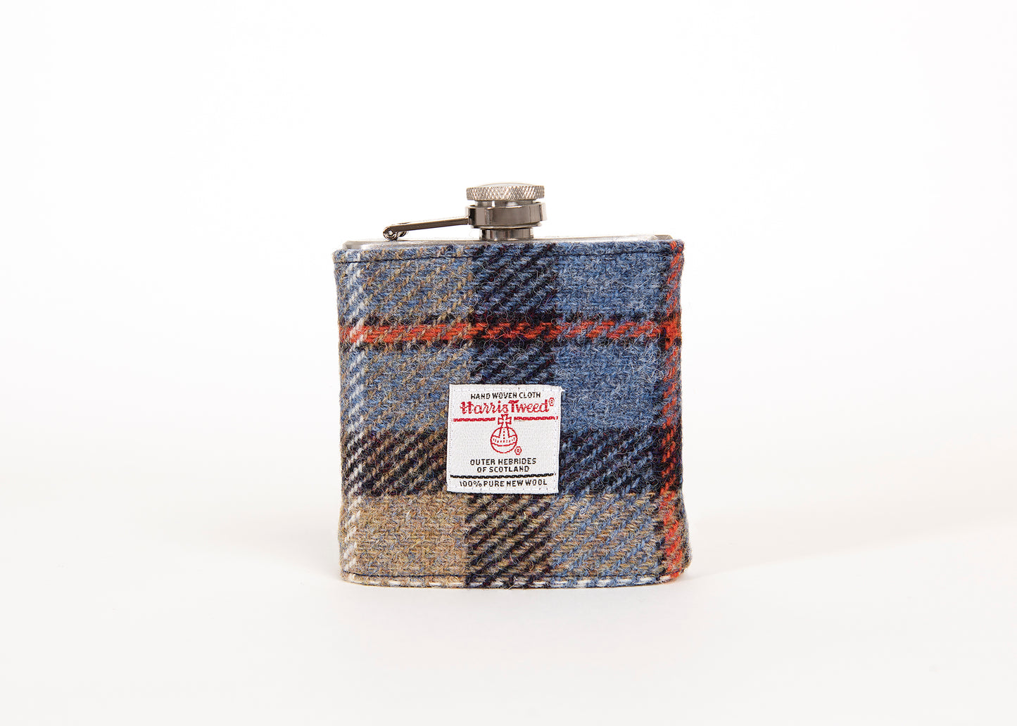Personalised Hip Flask 6oz With Harris Tweed Wrap