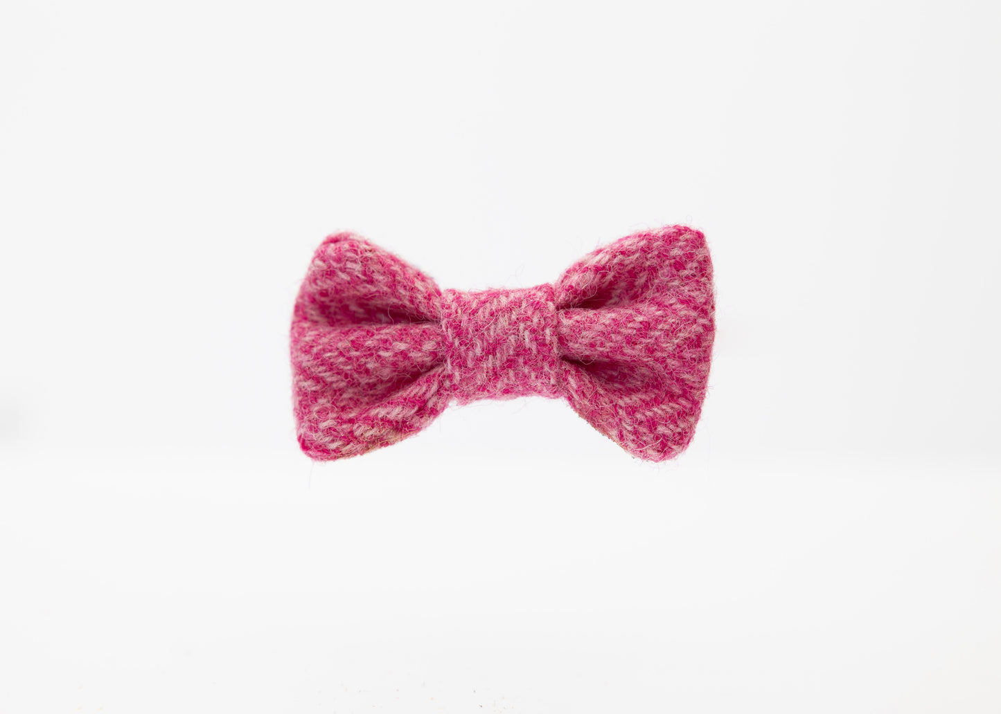 Pink Herringbone Puppy Dog Tweed Bow ie