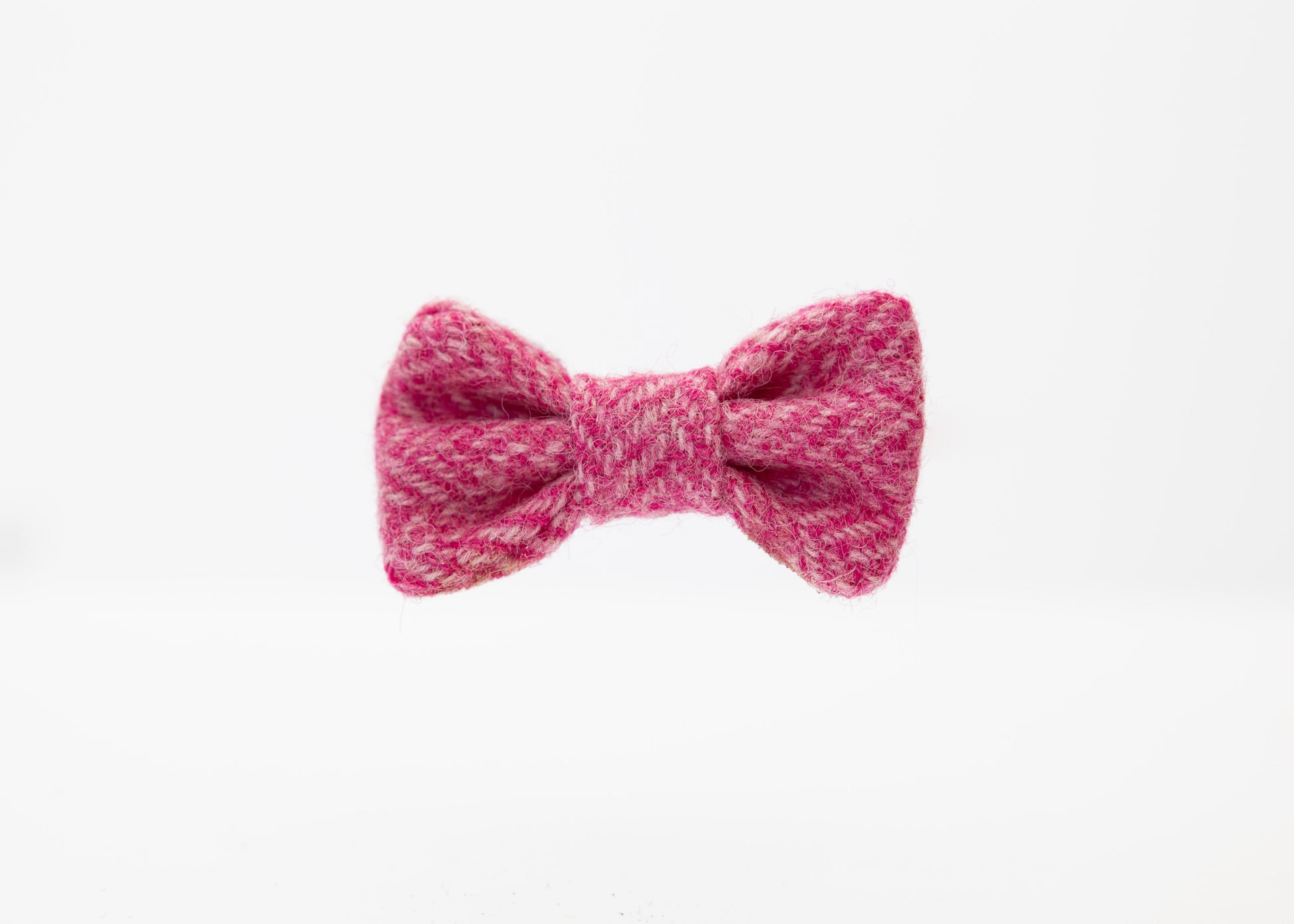 Pink Herringbone Puppy Dog Tweed Bow ie