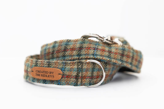 traditional check tweed dog lead created by the ridleys