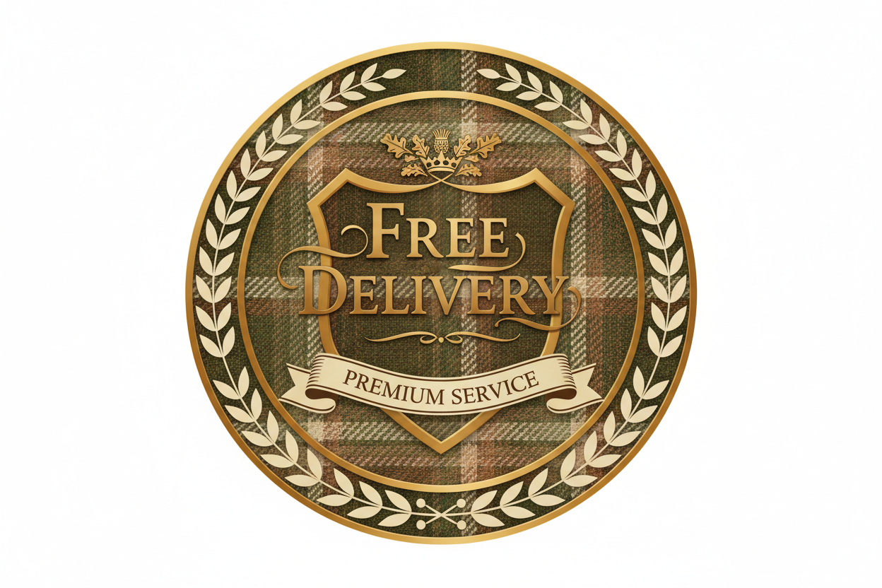 a shield that says free delivery premium service