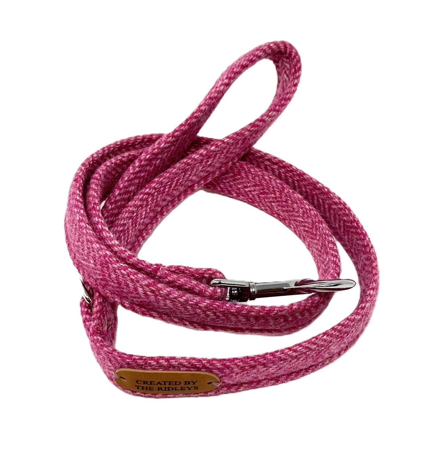 pink herringbone tweed lead leash