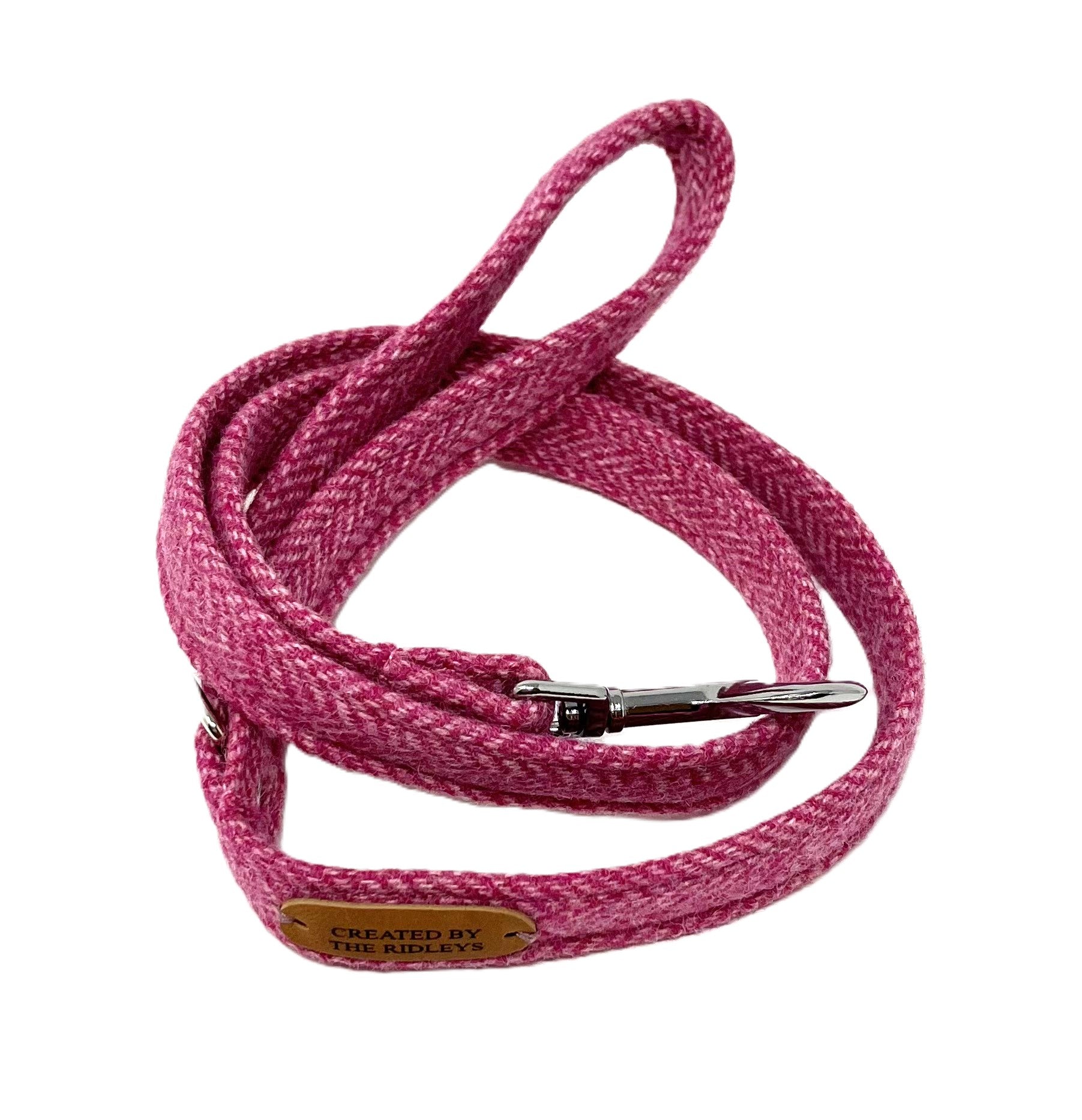 pink herringbone tweed lead leash