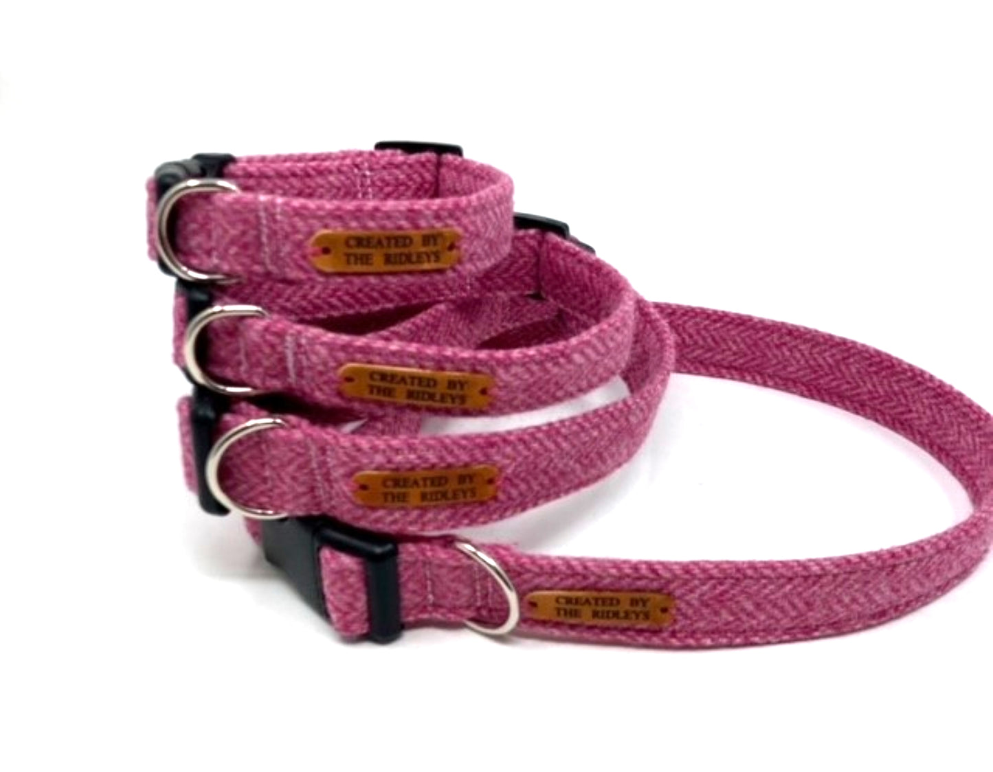 FULL SET - Pink / Collar, Lead, Bow Tie and Poo Bag Holder