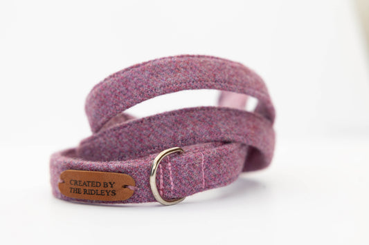 purple tweed dog lead created by the ridleys