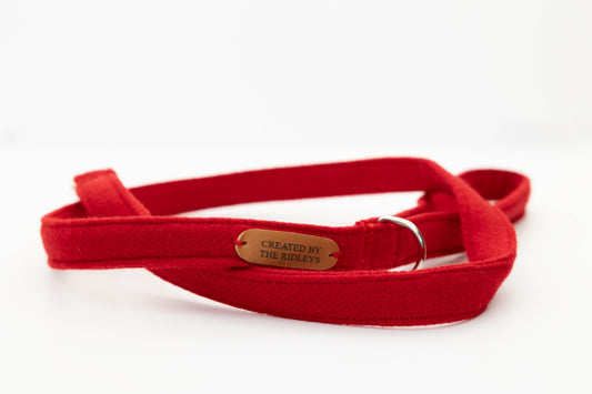 red tweed dog collar created by the ridleys