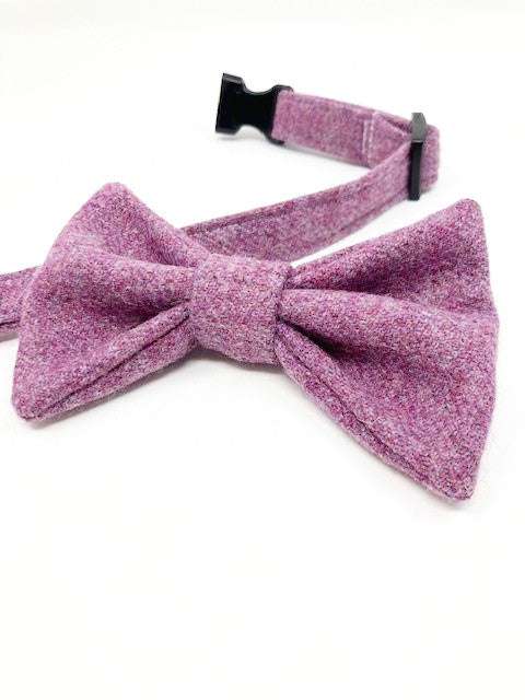 Stylish Handmade Lilac Tweed Bow Tie by Created By The Ridleys, designed to match the Lilac Tweed Dog Collar for an elegant look.